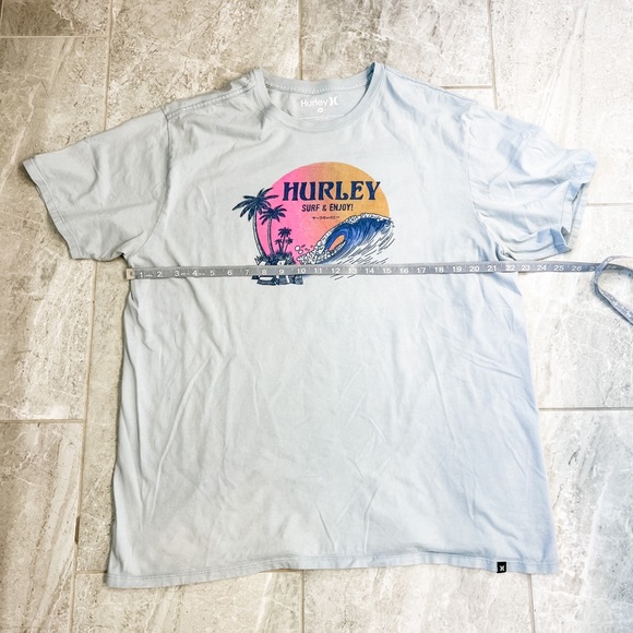 Hurley Light Blue Surf Waves Palm Tree Logo Graphic Size XL - Picture 5 of 8